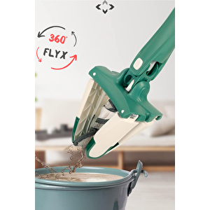 Flyx X-mop Kendinden Sıkmalı 360° Döner Başlıklı Kelebek Magic Mop |%100 Temizlik| 1 Adet Yedek Bez Hedi̇ye