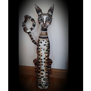 Kedi Figürü Seramik Biblo El Yapımı 81 Cm