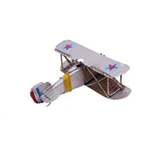 Metal Uçak Çift Kanatlı Biblo Dekoratif Knm-1004a-3070