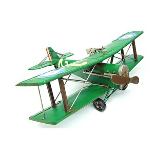 Metal Uçak Çift Kanatlı Biblo Dekoratif Hknm-c0759