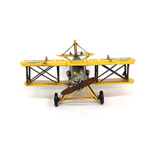 Dekoratif Metal Uçak Çift Kanatlı Dekoratif Biblo Knm-c0734