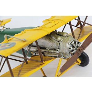 Dekoratif Metal Uçak Çift Kanatlı Dekoratif Biblo Knm-c0734