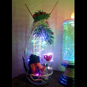 Ledli Cam Özel Hediye Şans Cücesi Kalpli