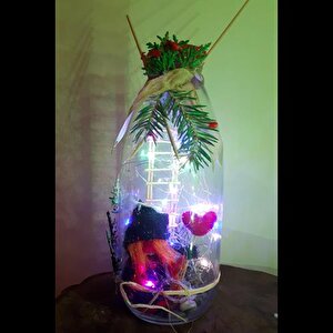 Ledli Cam Özel Hediye Şans Cücesi Kalpli