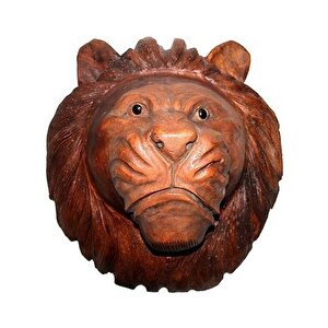40 Cm Kükreyen Aslan Kafasi Ahşap