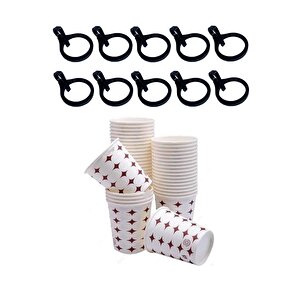10 Adet Bardak Tutucu Siyah + 50 Adet Karton Bardak