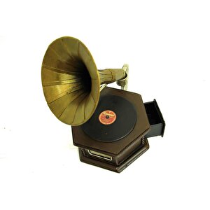 Himarry Dekoratif Metal Gramofon Kutu Obje Vintage Hediyelik