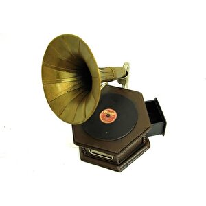 Himarry Dekoratif Metal Gramofon Kutu Obje Vintage Hediyelik