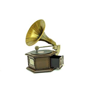 Himarry Dekoratif Metal Gramofon Kutu Obje Vintage Hediyelik