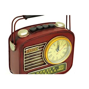 Dekoratif Metal Radyo Saatli Kumbara Vintage Biblo Hediyelik