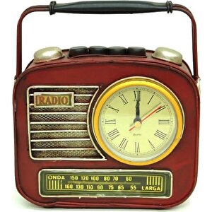 Dekoratif Metal Radyo Saatli Kumbara Vintage Biblo Hediyelik