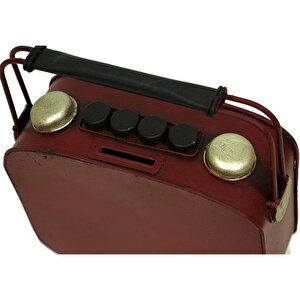 Dekoratif Metal Radyo Saatli Kumbara Vintage Biblo Hediyelik