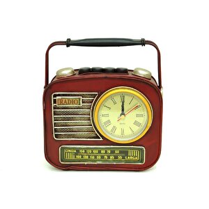 Dekoratif Metal Radyo Saatli Kumbara Vintage Biblo Hediyelik