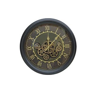 Yuvarlak Roma Rakamlı Spintime Yeşiloksit Çarklı Metal Duvar Saat