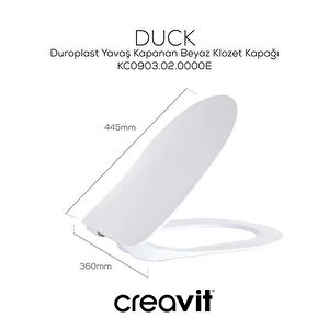 Duck Duroplast Yavaş Kapanan Klozet Kapağı Beyaz Mat