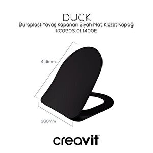 Duck Duroplast Yavaş Kapanan Klozet Kapağı Siyah Mat