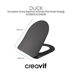 Duck Duroplast Yavaş Kapanan Klozet Kapağı Anstrasit Mat