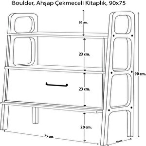 Boulder Ahşap Çekmeceli Kitaplık, 90x75, Natural Renk, Cpt4651-75