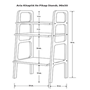 Aria Ahşap Kitaplık Ve Pikap Standı, 90x50, Ceviz Renk, Cpt4650-50 Ceviz