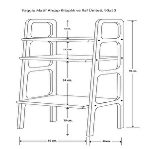 Faggio Ahşap Kitaplık Ve Raf Ünitesi, 90x50, Tik Renk, Cpt4661-50 Tik