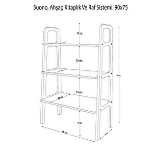 Suono Ahşap Kitaplık Ve Raf Sistemi, 90x75, Tik Renk, Cpt4649-75