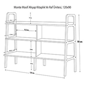 Monte Ahşap Kitaplık, 120x90, Ceviz Renk Cpt4655-120