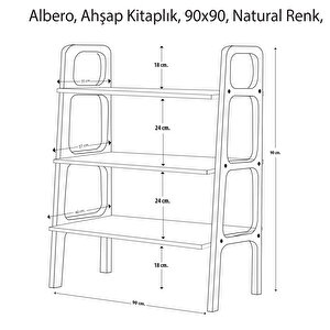 Albero Ahşap Kitaplık, 90x90, Natural Renk, Cpt4654-90