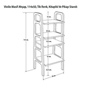Vinilo Ahşap, 114x50, Tik Renk, Kitaplık Ve Pikap Standı Cpt4672-50