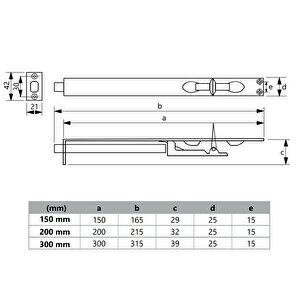 Soho Gömme Sürgü Db002 F Serisi 150 Mm Altın Altın