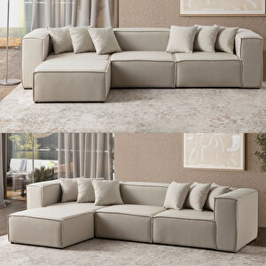 Mira Relax 4 Modül Köşe Koltuk ( Kırık Beyaz ) Keten