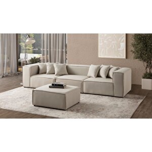 Mira Relax 4 Modül Köşe Koltuk ( Kırık Beyaz ) Keten