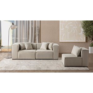 Mira Relax 4 Modül Köşe Koltuk ( Kırık Beyaz ) Keten