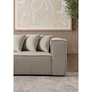 Mira Relax 4 Modül Köşe Koltuk ( Kırık Beyaz ) Keten