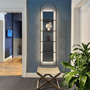 Telum Aydınlatmalı Dekoratif Raflı Aplik 3 Lü Duvar Rafı Metal Gövdeli Modern Kitaplık