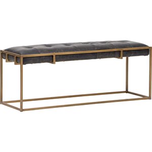 Nate Dekoratif Yatak Ucu Oturma Bankı Makyaj Oturağı Metal Ayaklı Suni Deri Döşemeli Puf Bench