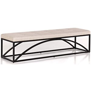 Fade Dekoratif Yatak Ucu Oturma Bankı Makyaj Oturağı Metal Ayaklı Bej Puf Bench