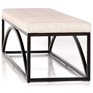 Fade Dekoratif Yatak Ucu Oturma Bankı Makyaj Oturağı Metal Ayaklı Bej Puf Bench