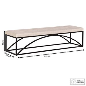 Fade Dekoratif Yatak Ucu Oturma Bankı Makyaj Oturağı Metal Ayaklı Bej Puf Bench