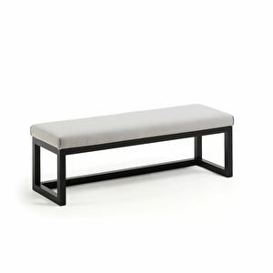 Saba Modern Siyah Metal Ayaklı Açık Gri Yatak Ucu Oturma Bankı Puf Bench Koridor Oturağı