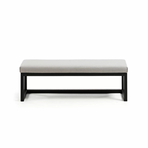 Saba Modern Siyah Metal Ayaklı Açık Gri Yatak Ucu Oturma Bankı Puf Bench Koridor Oturağı