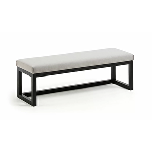 Saba Modern Siyah Metal Ayaklı Açık Gri Yatak Ucu Oturma Bankı Puf Bench Koridor Oturağı