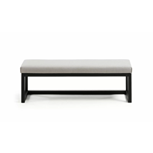 Saba Modern Siyah Metal Ayaklı Açık Gri Yatak Ucu Oturma Bankı Puf Bench Koridor Oturağı
