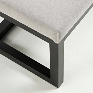 Saba Modern Siyah Metal Ayaklı Açık Gri Yatak Ucu Oturma Bankı Puf Bench Koridor Oturağı