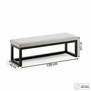 Saba Modern Siyah Metal Ayaklı Açık Gri Yatak Ucu Oturma Bankı Puf Bench Koridor Oturağı