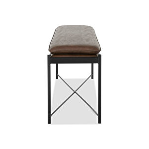 Tesque Kahverengi Suni Derili Metal Ayaklı Dikdörtgen Puf Dekoratif Montajsız Yatak Ucu Bench Bank