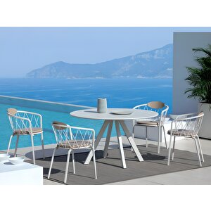 Torquent 4 Kişilik Yemek Sandalye Takımı Bahçe Mobilyası Yemek Masası Balkon Çay Seti