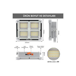 Seyyar Solar Led Projektör Cata 200w Güneş Enerjili Portatif Led Işık Taşınabilir Sokak Aydınlatması