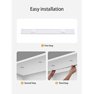 Sensörlü Şarjlı 3 Farklı Işık Renkli Dimmerli 40cm Siyah Cata Bella Ultra Slim Kabin Led Tezgah Altı Raf Altı Led Aydınlatma
