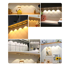 Sensörlü Şarjlı 3 Farklı Işık Renkli Dimmerli 40cm Siyah Cata Bella Ultra Slim Kabin Led Tezgah Altı Raf Altı Led Aydınlatma