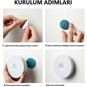 Şarjlı Sensörlü Dolap Içi Kablosuz Led Kabin Aydınlatma 6 Adet Cata Mıknatıslı Gece Lambası Tezgah Altı Lamba